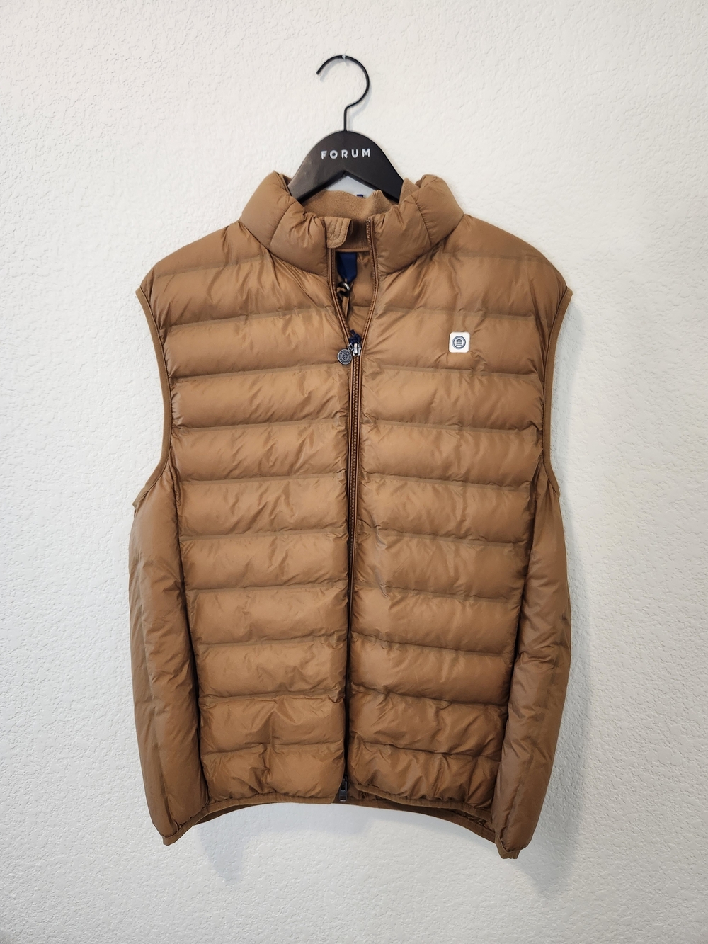 NWT Serge Blanco Blue Puffer Vest Camel Tan L
